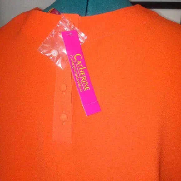 Catherine Malandrino Bright Orange Blouse Sz L NWT - Picture 11 of 12